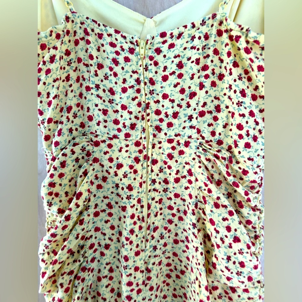 Row A Floral Yellow Dress with Ruching: Eligible 3/$25 - Picture 13 of 14